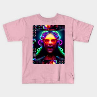 Neon Cyberpunk Urban Pop Girl Kids T-Shirt